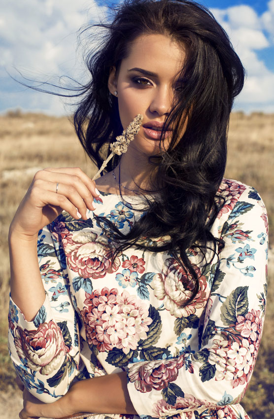 lady in field